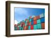 Stack of Cargo Containers at the Docks-Prasit Rodphan-Framed Photographic Print