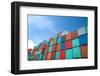 Stack of Cargo Containers at the Docks-Prasit Rodphan-Framed Photographic Print