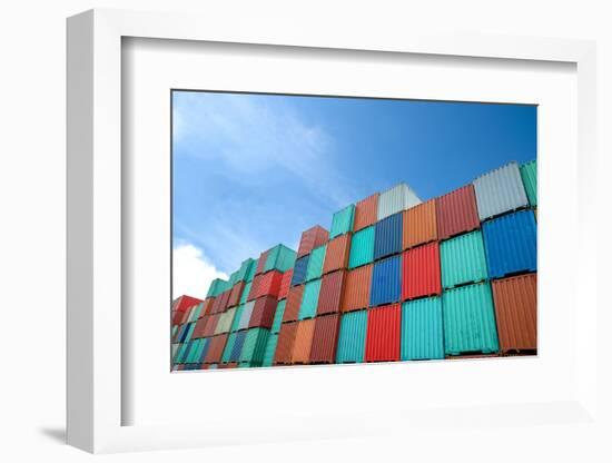 Stack of Cargo Containers at the Docks-Prasit Rodphan-Framed Photographic Print