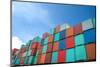 Stack of Cargo Containers at the Docks-Prasit Rodphan-Mounted Photographic Print