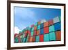 Stack of Cargo Containers at the Docks-Prasit Rodphan-Framed Photographic Print