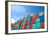 Stack of Cargo Containers at the Docks-Prasit Rodphan-Framed Photographic Print