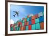 Stack of Cargo Containers at the Docks-Prasit Rodphan-Framed Photographic Print