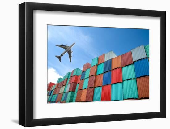 Stack of Cargo Containers at the Docks-Prasit Rodphan-Framed Photographic Print