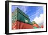 Stack of Cargo Containers at the Docks-rodho-Framed Photographic Print