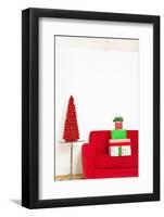 Stack of Christmas Gifts on Sofa-null-Framed Photographic Print