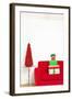 Stack of Christmas Gifts on Sofa-null-Framed Photographic Print