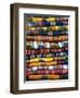 Stack of Colorful Blankets for Sale in Market, Peru-Jim Zuckerman-Framed Photographic Print