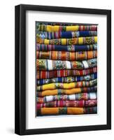 Stack of Colorful Blankets for Sale in Market, Peru-Jim Zuckerman-Framed Photographic Print