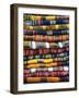 Stack of Colorful Blankets for Sale in Market, Peru-Jim Zuckerman-Framed Photographic Print