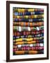 Stack of Colorful Blankets for Sale in Market, Peru-Jim Zuckerman-Framed Photographic Print