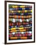 Stack of Colorful Blankets for Sale in Market, Peru-Jim Zuckerman-Framed Photographic Print