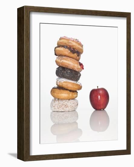 Stack of Donuts and One Apple-null-Framed Photographic Print