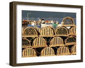 Stack of Lobster Traps at Neil's Harbor, Cape Breton, Nova Scotia, Canada-Walter Bibikow-Framed Premium Photographic Print