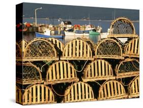 Stack of Lobster Traps at Neil's Harbor, Cape Breton, Nova Scotia, Canada-Walter Bibikow-Stretched Canvas