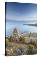 Stack of Prayer Stones on Isla del Sol (Island of the Sun), Lake Titicaca, Bolivia, South America-Ian Trower-Stretched Canvas