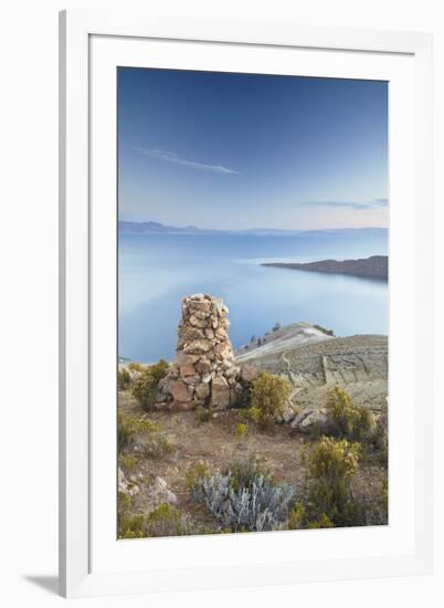 Stack of Prayer Stones on Isla del Sol (Island of the Sun), Lake Titicaca, Bolivia, South America-Ian Trower-Framed Photographic Print