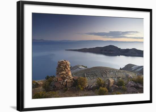 Stack of Prayer Stones on Isla del Sol (Island of the Sun), Lake Titicaca, Bolivia, South America-Ian Trower-Framed Photographic Print