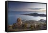 Stack of Prayer Stones on Isla del Sol (Island of the Sun), Lake Titicaca, Bolivia, South America-Ian Trower-Framed Stretched Canvas