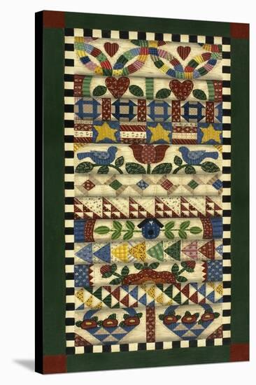 Stack of Quilts with Dark Green Border 1-Debbie McMaster-Stretched Canvas