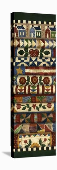 Stack of Quilts with Dark Green Border 2-Debbie McMaster-Stretched Canvas