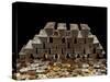 Stack of Sliver Ingots And Pile of Coins-null-Stretched Canvas