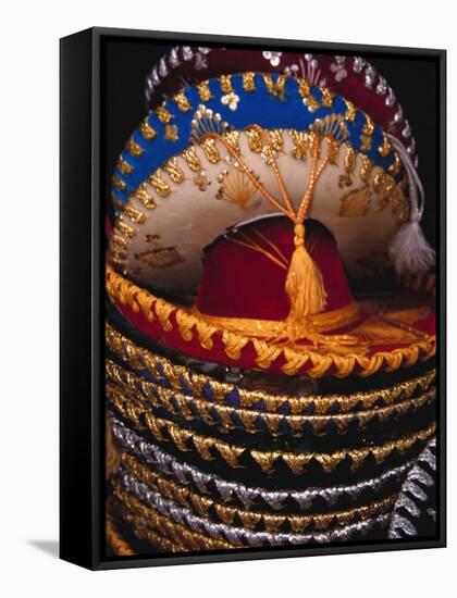 Stack of Sombreros For Sale, Puerto Vallarta, Mexico-Merrill Images-Framed Stretched Canvas