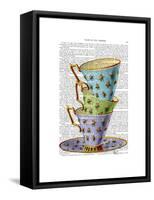 Stack of Three Vintage Teacups-Fab Funky-Framed Stretched Canvas