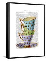 Stack of Three Vintage Teacups-Fab Funky-Framed Stretched Canvas