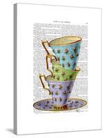 Stack of Three Vintage Teacups-Fab Funky-Stretched Canvas