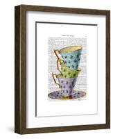 Stack of Three Vintage Teacups-Fab Funky-Framed Art Print