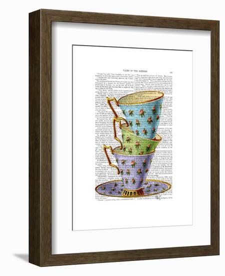 Stack of Three Vintage Teacups-Fab Funky-Framed Art Print