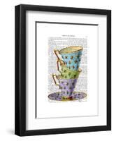 Stack of Three Vintage Teacups-Fab Funky-Framed Art Print