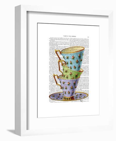 Stack of Three Vintage Teacups-Fab Funky-Framed Art Print