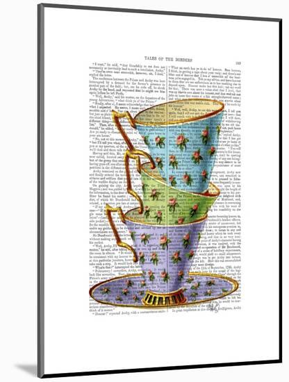 Stack of Three Vintage Teacups-Fab Funky-Mounted Art Print