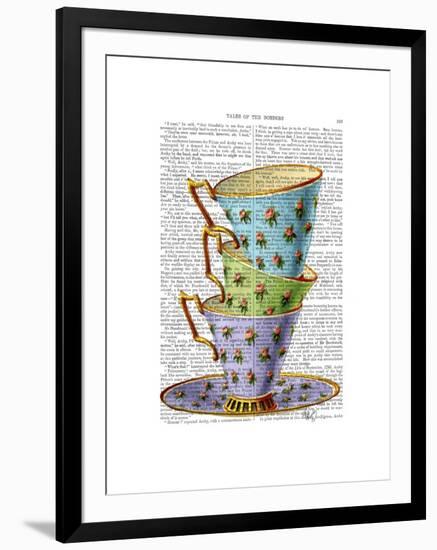 Stack of Three Vintage Teacups-Fab Funky-Framed Art Print