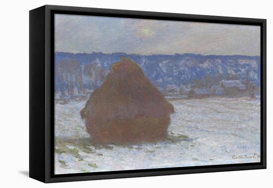 Stack of Wheat (Snow Effect, Overcast Day), 1890-91-Claude Monet-Framed Stretched Canvas