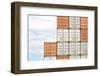 Stacked Cargo Containers in Storage Area of Freight Sea Port Terminal-Torsakarin-Framed Photographic Print