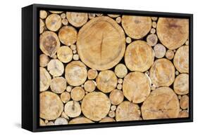 Stacked Logs Background-wasja-Framed Stretched Canvas