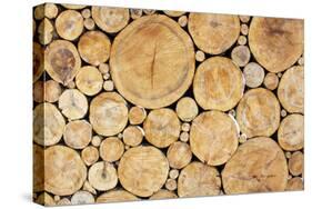 Stacked Logs Background-wasja-Stretched Canvas