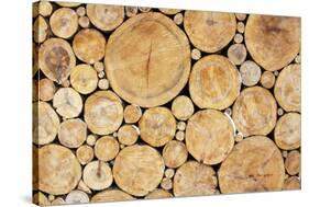 Stacked Logs Background-wasja-Stretched Canvas