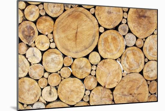 Stacked Logs Background-wasja-Mounted Photographic Print
