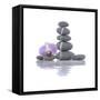 Stacked of Striped Stones and Orchid-Apollofoto-Framed Stretched Canvas