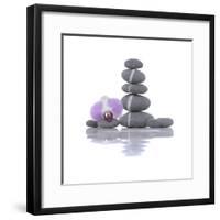 Stacked of Striped Stones and Orchid-Apollofoto-Framed Photographic Print