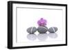 Stacked of Striped Stones and Pink Orchid-Apollofoto-Framed Photographic Print