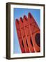 Stacked red kayaks on a beach, Florida, USA-Jim Engelbrecht-Framed Photographic Print