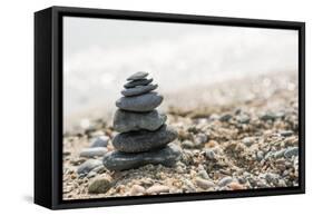 Stacked Sea Stones. Sea on the. Contra Light-Deyan Georgiev-Framed Stretched Canvas