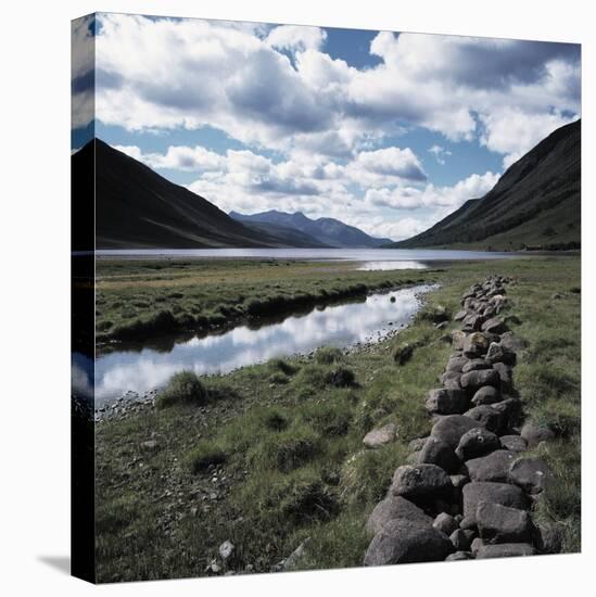 Stacked Stone Wall near Loch Etive-null-Stretched Canvas