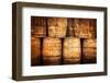 Stacked Whisky Barrels in Vintage Style-MartinM303-Framed Photographic Print