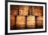 Stacked Whisky Barrels in Vintage Style-MartinM303-Framed Photographic Print
